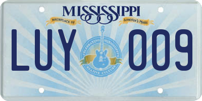 MS license plate LUY009