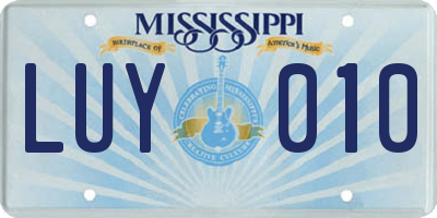 MS license plate LUY010