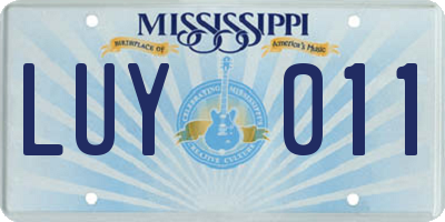 MS license plate LUY011