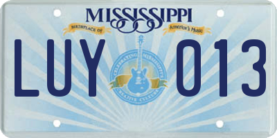 MS license plate LUY013