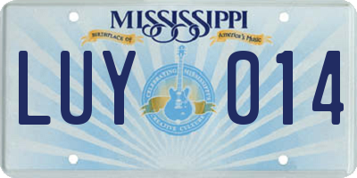 MS license plate LUY014