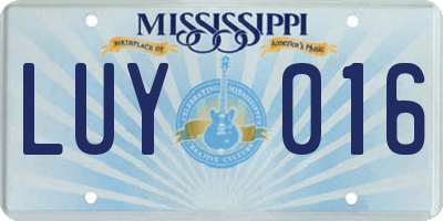 MS license plate LUY016