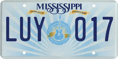 MS license plate LUY017