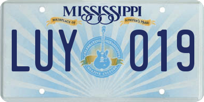 MS license plate LUY019
