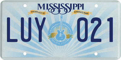 MS license plate LUY021