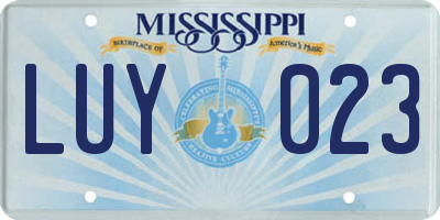 MS license plate LUY023