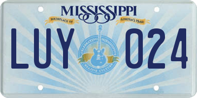 MS license plate LUY024