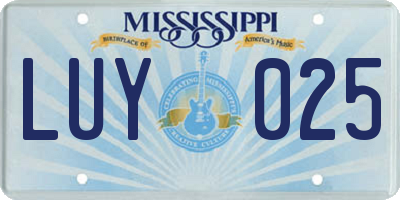 MS license plate LUY025