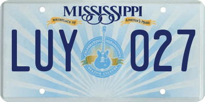 MS license plate LUY027
