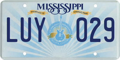 MS license plate LUY029