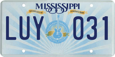 MS license plate LUY031