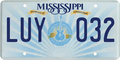 MS license plate LUY032