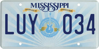 MS license plate LUY034