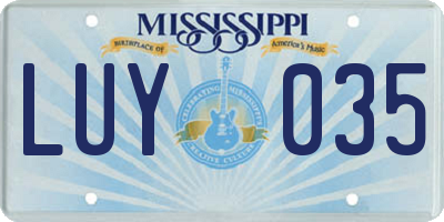 MS license plate LUY035