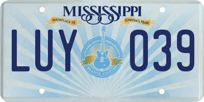 MS license plate LUY039