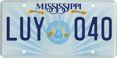 MS license plate LUY040
