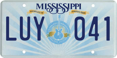 MS license plate LUY041