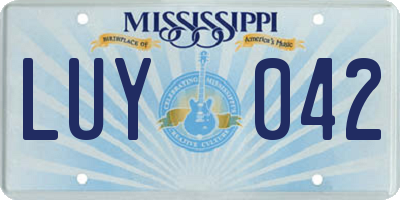 MS license plate LUY042