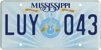 MS license plate LUY043