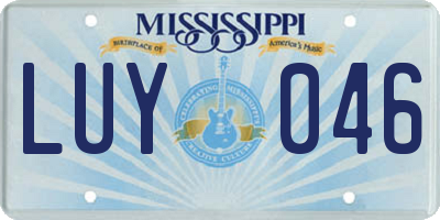 MS license plate LUY046