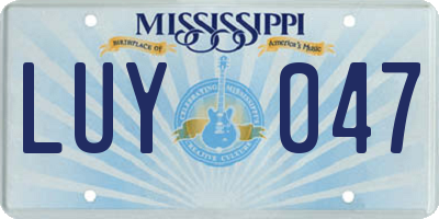 MS license plate LUY047