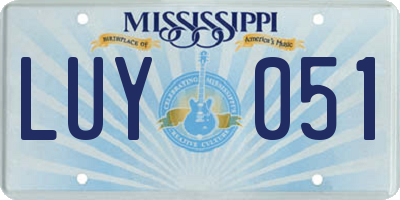 MS license plate LUY051
