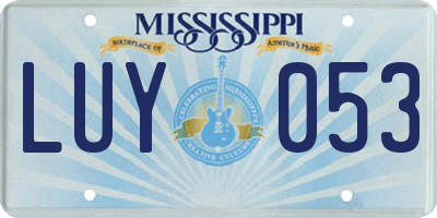 MS license plate LUY053