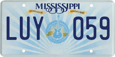MS license plate LUY059