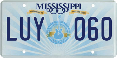 MS license plate LUY060