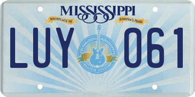 MS license plate LUY061
