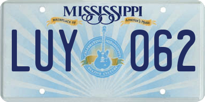 MS license plate LUY062