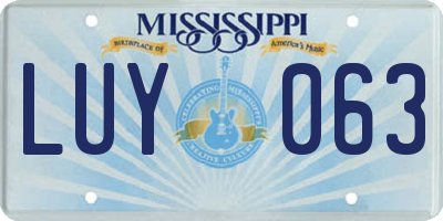 MS license plate LUY063