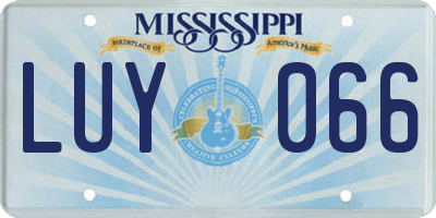 MS license plate LUY066