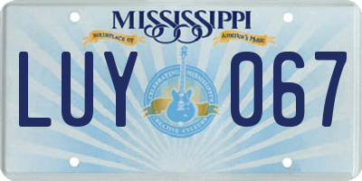 MS license plate LUY067
