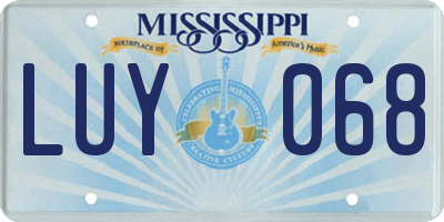 MS license plate LUY068