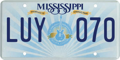 MS license plate LUY070