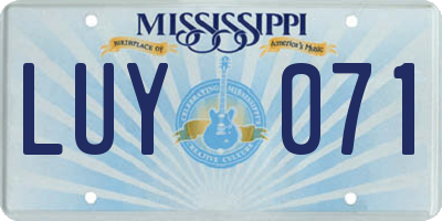 MS license plate LUY071