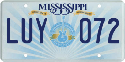MS license plate LUY072