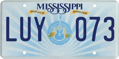 MS license plate LUY073