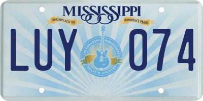 MS license plate LUY074