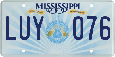MS license plate LUY076