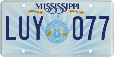 MS license plate LUY077