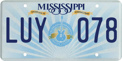 MS license plate LUY078