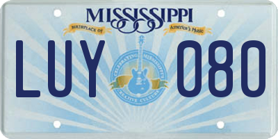 MS license plate LUY080