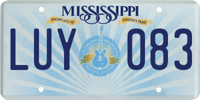 MS license plate LUY083