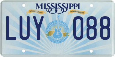 MS license plate LUY088
