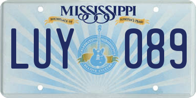 MS license plate LUY089