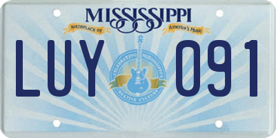MS license plate LUY091