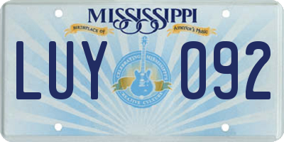 MS license plate LUY092