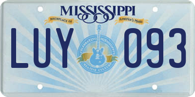 MS license plate LUY093